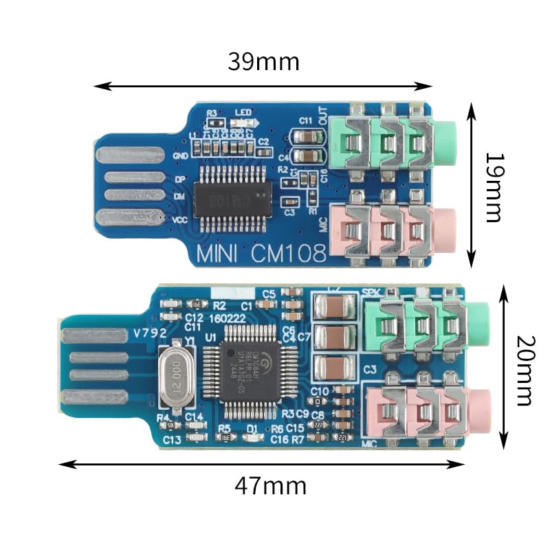 Mini-CM108 USB Sound Card External for Laptop No Driver Needed Plug and Play - color: CM108 Mini