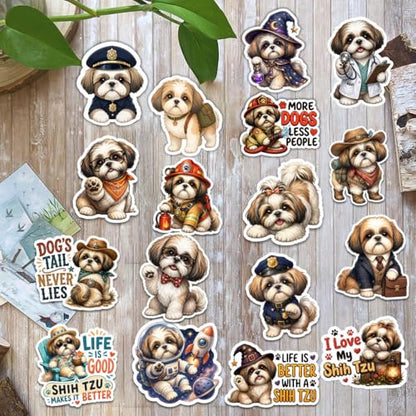 18 PCS Shih Tzu Stickers Pack – Waterproof Dog Decals for Water Bottles, Laptops, Phones, Notebook, Cars – Cool Vibrant Graphics for Shih Tzu Enthusiast - color: Shih Tzu