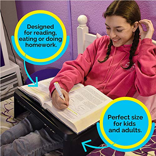 Folding Black Lap Desk with Storage 17x11 - Durable Lightweight Portable Laptop Computer Children's Desks for School Homework or Kids Reading or Drawing. No Assembly Required.