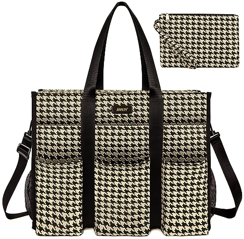 IBFUN Women - Utility Tote Bag with 24 Pockets and Laptop Compartment, Work Tote for Women - color: C5-l-black Pattern, size: Large