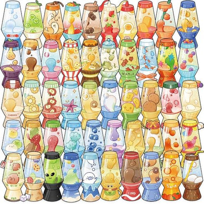 50pcs Lava lamp Stickers for Laptop Water Bottles, Transparent PET Waterproof Adhesive Lava Light Decals for Trackpads Skateboards Luggage Water Bottles Cars Bumpers(Colourful-B9) - color: Colourful-b9