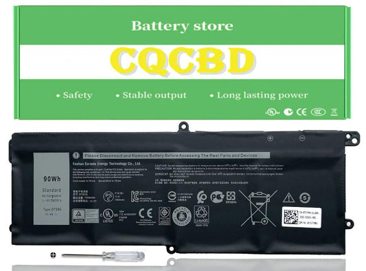 CQCBD DT9XG 07PWKV 0KJYFY Battery for Dell Alienware Area-51m R1 R2 D1968W D1968B D1969PW D1733B D1746W D1735DB D1733PB D1766W D1748DW D1746B D1766B D1741DB Series (11.4V 90Wh/7500mAh)