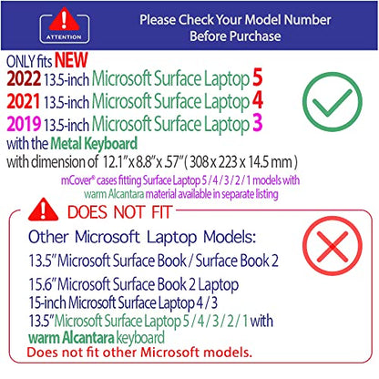 mCover Case Compatible for 13.5" Microsoft Surface Laptop 5/4/3 - Metal Keyboard ONLY (NOT Fitting with Cheaper Models with Alcantara Keyboard) - Purple - color: Purple