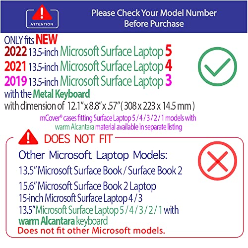 mCover Case Compatible for 13.5" Microsoft Surface Laptop 5/4/3 - Metal Keyboard ONLY (NOT Fitting with Cheaper Surface Laptop Models with Alcantara Keyboard) - Blue - color: Blue