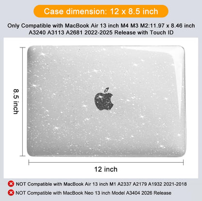 MOSISO Compatible with MacBook Air 13 inch Case M5 M4 M3 M2 2026-2022 | 4 in 1 Kit Bling Sparkly Hard Shell for MacBook Air 13.6 inch Case, Glitter Cover, A3449 A3240 A3113 A2681, Clear - color: Clear