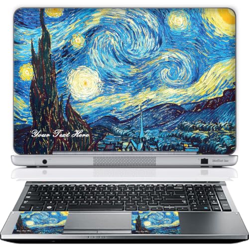 Meffort Inc Personalized Laptop Skin Sticker Cover Art Decal with Wrist Pad, Customize Your Text (12-12.5 Inch, The Starring Night) - color: The Starring Night, size: 12 - 12.5 Inch