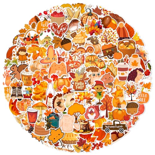 XZENTIRA 101 PCS Fall Stickers, Cute Autumn Thanksgiving Style Stickers for Laptop Scrapbooking Water Bottles Envelopes, Harvest Party Favorites, Pumpkin Maple Leaf Sticker Decals for Kids Teens Adult - style: Fall