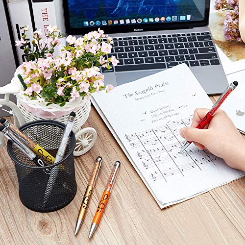 Stylus Pen,6 Pack Music Note Pens,with 6 Pen Refills,HilerPunk Crystal Capacitive Ballpoint Pen,for iPad,iPhone,Laptops,Kindle,Samsung,All Capacitive Touch Screens,Office,School Stationery Supplie