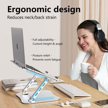 Laptop Stand for Desk – 2.5mm Aluminum Ergonomic Riser, Adjustable Height & Angle, Sturdy Yet Lightweight, Fits 10-17.3 Inch MacBook Pro/Air, Dell XPS, HP,Silver. - color: Metallic Silve