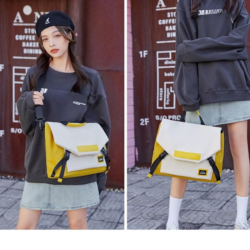 Multifunctional laptop bag, 13.3-16 inch waterproof laptop bag, casual crossbody shoulder handbag for men and women - color: Turmeric Milk White