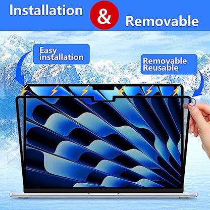ZOEGAA MacBook Air 13.6 inch Privacy Screen, Removable Privacy Screen MacBook Air 13.6 & 13 inch 2022-2026 (M2, M3, M4, M5), Reusable Laptop Screen Protector Anti-Glare Blue Ray Reduction - size: MacBook Air 13.6 in