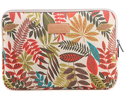 BSLVWG 10 Inch Laptop Sleeve Multi-Color & Size Choices Case/Water-Resistant Neoprene Notebook Computer Pocket Tablet Briefcase Carrying Bag/Pouch Skin Cover - color: Khaki Leaves, size: 10 inch