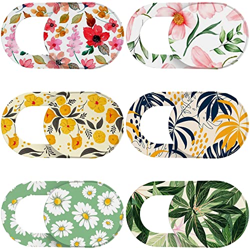 Yilador Laptop Camera Cover Slide Cute (6 Pack), Ultra Thin Webcam Cover for iPhone iPad MacBook Pro Computer iMac Cell Phone PC Accessories, 0.03" Camera Blocker Slider, Great for Privacy - Flowers - color: 6*Flowes