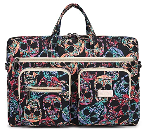 Laptop Shoulder Bag15.6inch women men Waterproof 16inch Computer Bags Women Business Office Work Bag Briefcase 14 inch case - color: Gothic Skull
