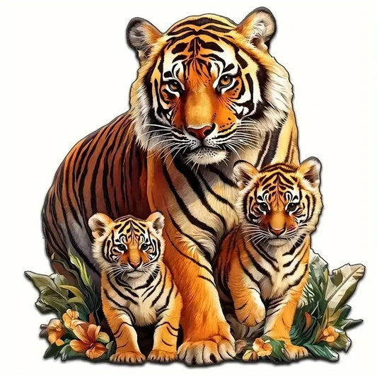 Tiger Family PVC Vinyl Car Decals Stickers Waterproof Self-Adhesive Decals for Cars, Laptops, Trucks, Motorcycles Wall Window Luggage Scratch Cover Door Decor Sticker