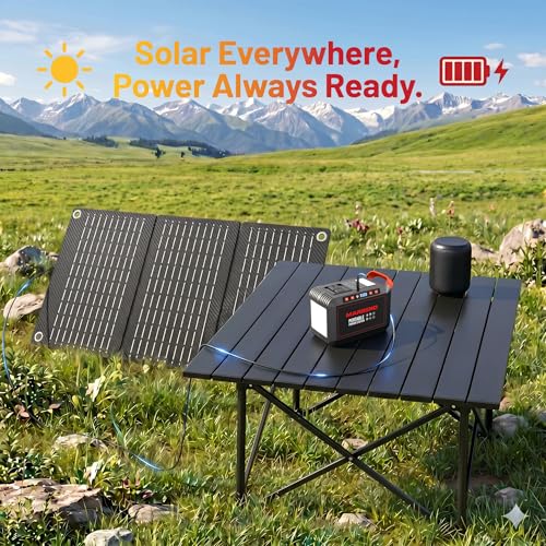 MARBERO 200W Portable Power Station 148Wh Camping Solar Generator Laptop Power Bank with AC Outlet 110V, DC, USB QC3.0, LED Flashlights for CPAP Home Outdoor Trip Emergency Backup | Power Bank with AC Outlet 110V Solar Generator with 8 Output Ports for Ca