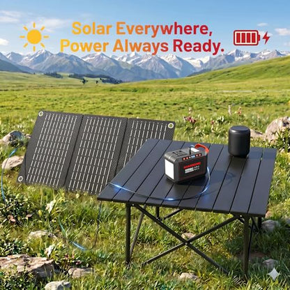 MARBERO 200W Portable Power Station 148Wh Camping Solar Generator Laptop Power Bank with AC Outlet 110V, DC, USB QC3.0, LED Flashlights for CPAP Home Outdoor Trip Emergency Backup | Power Bank with AC Outlet 110V Solar Generator with 8 Output Ports for Ca