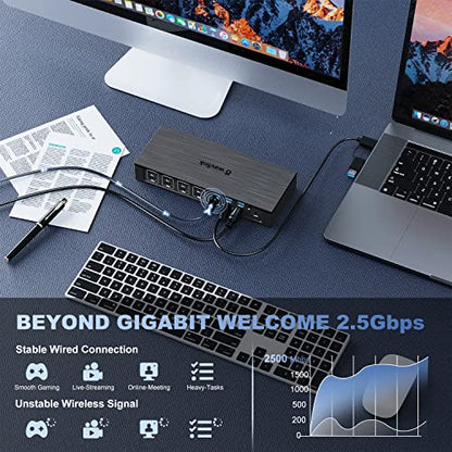 WAVLINK DisplayLink Laptop Docking Station Quad Monitor 4K@60Hz for MacBook | 100W PD Charging for Laptop with Thunderbolt 5/4/3, USB-C/A - M1-M5 Mac/Neo/Windows- 4 HDMI, 4 DP, SD 4.0, 2.5Gbps LAN - color: Black
