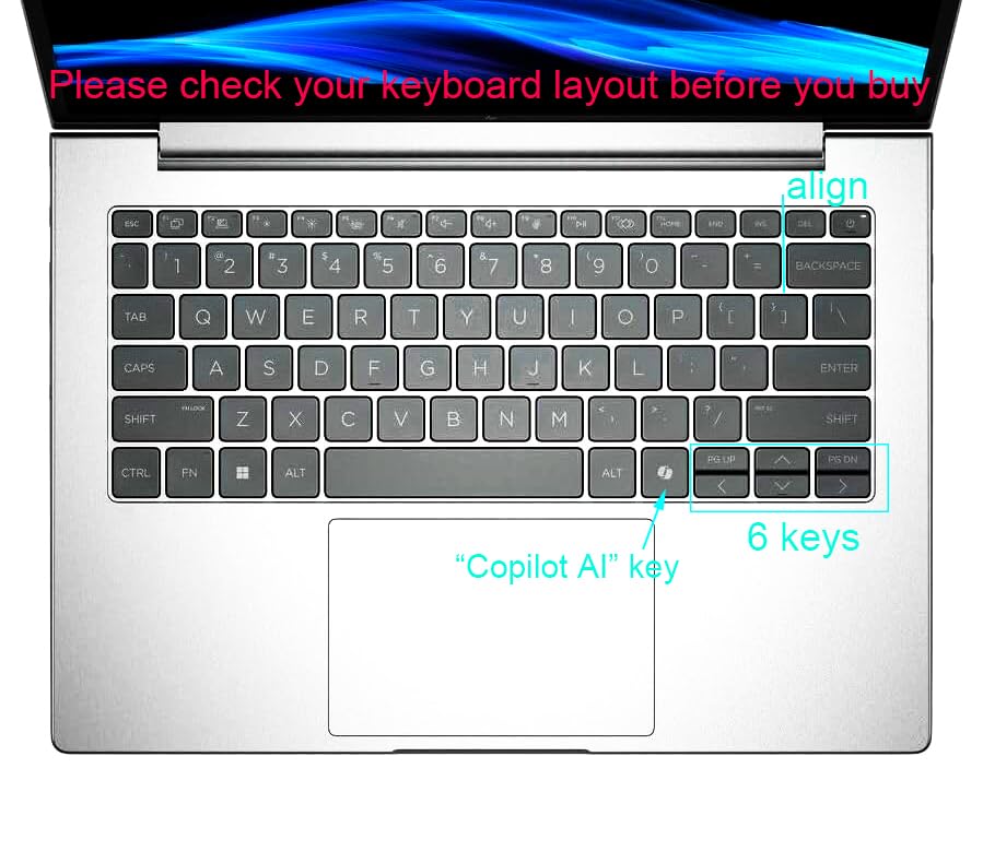 Silicone Keyboard Skin Compatible for 2025 2026 HP EliteBook 8/6 G1i G1q G1a G1aN G1ah 14 inch & ProBook 4 G1i G1q G1a 14" Laptop, EliteBook 645 G11 14” (NOT for EliteBook Ultra G1q/G1i 14") (Clear - color: Clear