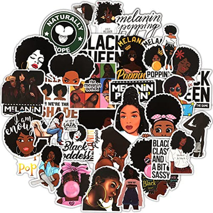 Zonon Melanin Stickers Black Girl Laptop Water Bottle Decal,Stylish | Waterproof Vinyl for Teens Women, Computer Skateboard Phone, Black Girl Magic Empowerment Theme, Aesthetic Graffiti Patches - style: Stylish