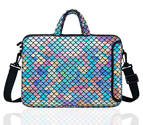 15.6-Inch Laptop Shoulder Carrying Bag Case Sleeve for 14" 15" 15.6 inch MacBook/Notebook/Ultrabook/Chromebook, Mermaid Scale (Colorful) - color: Colorful
