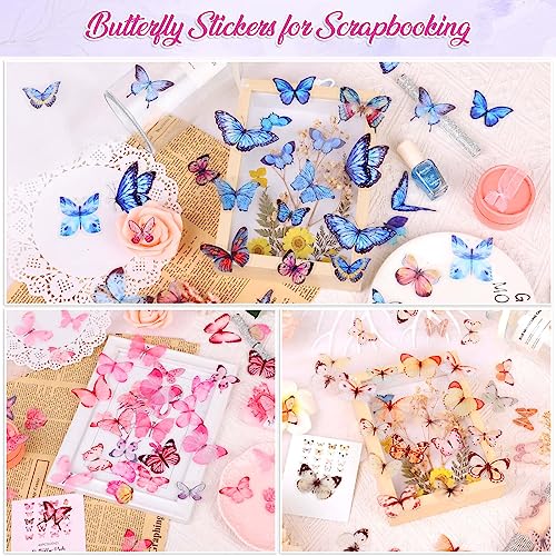 401Pcs Transparent Flower and Butterfly Stickers, Clear Floral Scrapbook Stickers Supplies for Journal Planner Notebook Resin Card Making Laptop Cell Phone Decorating | Clear Floral Scrapbook Stickers for Resin Crafts, Journal Planner Supplies, Card Makin