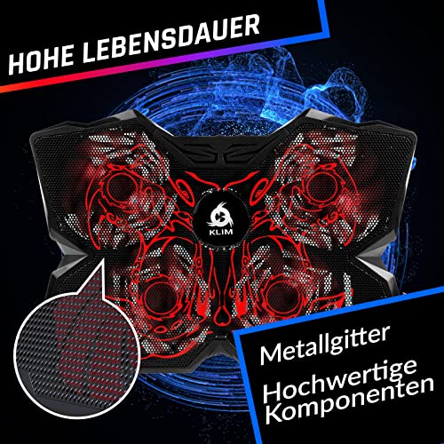 KLIM Wind Laptop Cooling Pad - More Than 500,000 Units Sold - New - Powerful Rapid Action Laptop Cooler - Laptop Stand with 4 Cooling Fans - 2 USB Ports - PC Mac PS5 PS4 Xbox One - Cobra Red - color: Red