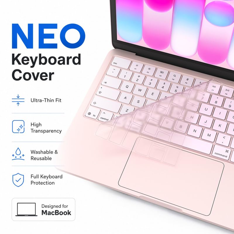 Soonjet Keyboard Cover Skin for 2026 MacBook Neo 13 inch A3404 A18 Pro, Premium Ultra Thin Clear Keyboard Protector, US ANSI Layout (Blush) - color: Blush