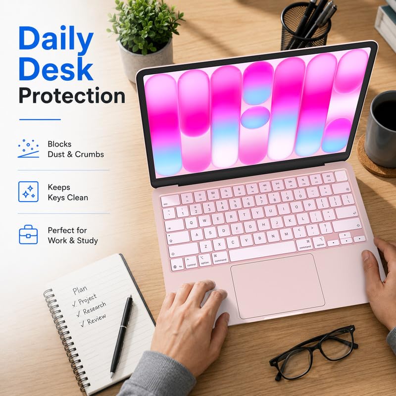 Soonjet Keyboard Cover Skin for 2026 MacBook Neo 13 inch A3404 A18 Pro, Premium Ultra Thin Clear Keyboard Protector, US ANSI Layout (Blush) - color: Blush
