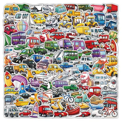 200 Pcs Car Stickers Bulk.Truck Stickers for Kids Classroom Boys Girls School,Construction Pack Sticker for Book Water Bottles Phone Case Laptop - color: Car Stickers