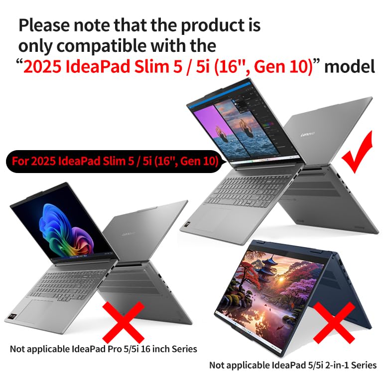 Laptop Case Set for 2026/2025 IdeaPad Slim 5a / 5i (16'', Gen 10/11) Scratch-Resistant & Drop-Resistant Hard Shell Frosted Transparent Protective Cover + Keyboard Cover + Screen Film