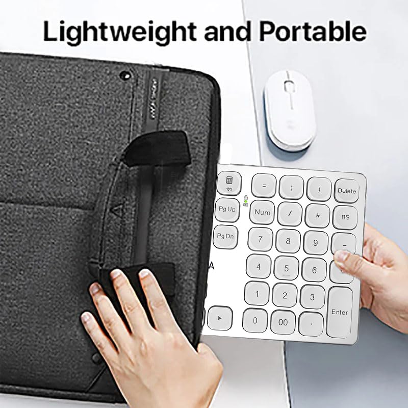 36 Keys Bluetooth Numeric keypad Portable Mini Financial Accounting Rechargeable Number pad Ultra-Silent for iPad Laptop,Mac, iMac, Tablet, PC and Desktop (Silver) - color: silver