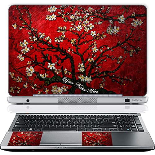 Meffort Inc Personalized Laptop Skin Sticker Cover Art Decal with Wrist Pad, Customize Your Text (12-12.5 Inch, Cherry Blossoming) - color: Cherry Blossoming, size: 12 - 12.5 Inch
