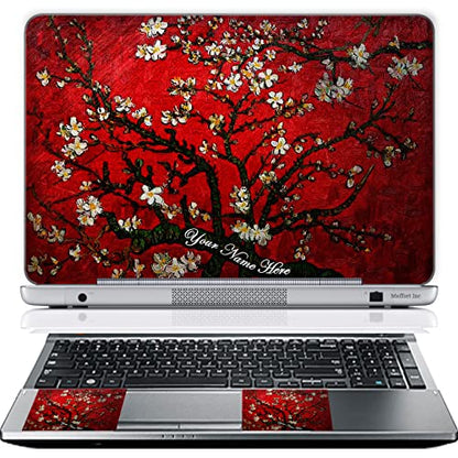 Meffort Inc Personalized Laptop Skin Sticker Cover Art Decal with Wrist Pad, Customize Your Text (12-12.5 Inch, Cherry Blossoming) - color: Cherry Blossoming, size: 12 - 12.5 Inch