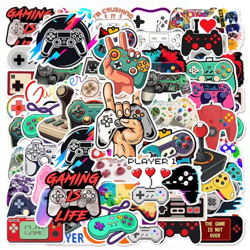 50 PCS Video Game Stickers Bulk Pack - Waterproof Vinyl Decals for Water Bottles, Laptops, Tech Devices & Skateboards | Aesthetic Gaming Sticker for Teens, Adults | Cool Gamer Gift Party Supplies - style: A2