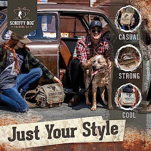 Vintage Messenger Bag for Men & Women - Canvas Crossbody Bag | Stone-Washed Canvas Crossbody Bags for Women and Men, Shoulder Satchel, Fits 15.6” Laptop, Adjustable Cross Body Strap