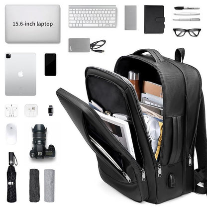 17/15.6" Business laptop backpack, PU Travel backpack,carry on backpack, Expandable laptop backpack Women Men,college backpack (01#Standard, Grey) - color: 01#grey, style: 01#standard