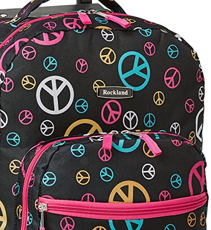 Rockland Double Handle 17" Rolling Backpack, Peace - color: PEACE, size: One Size