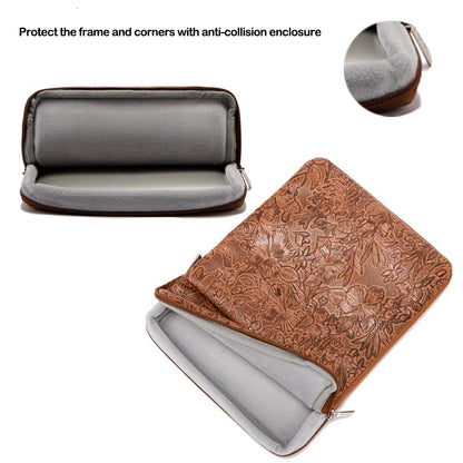 Kinmac 360° Protective Vertical Laptop Sleeve Case Cover Bag (Coffee Flower PU, 12.5 inch-13.3 inch) - color: Coffee Flower PU, size: 12.5 inch-13.3 inch