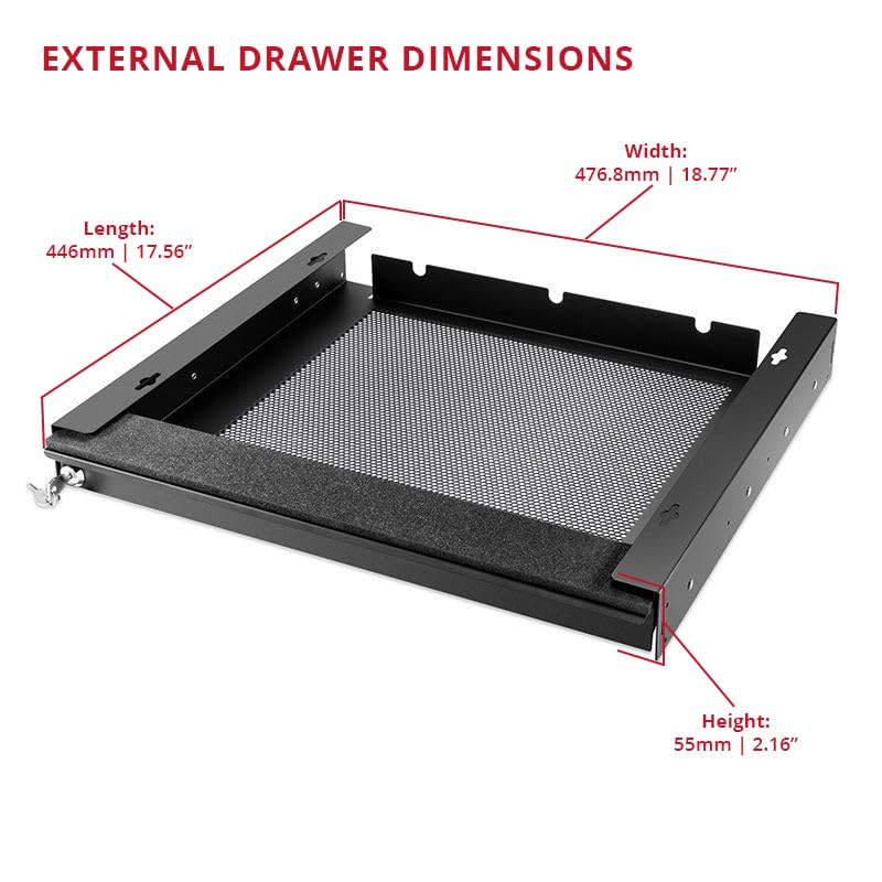 Penn Elcom Under Desk Laptop Drawer, Lockable, for 17” Laptops - Premium Sliding Security Drawers - Model EX-6151B - color: Black - Model Ex-6151b (17" Laptop)