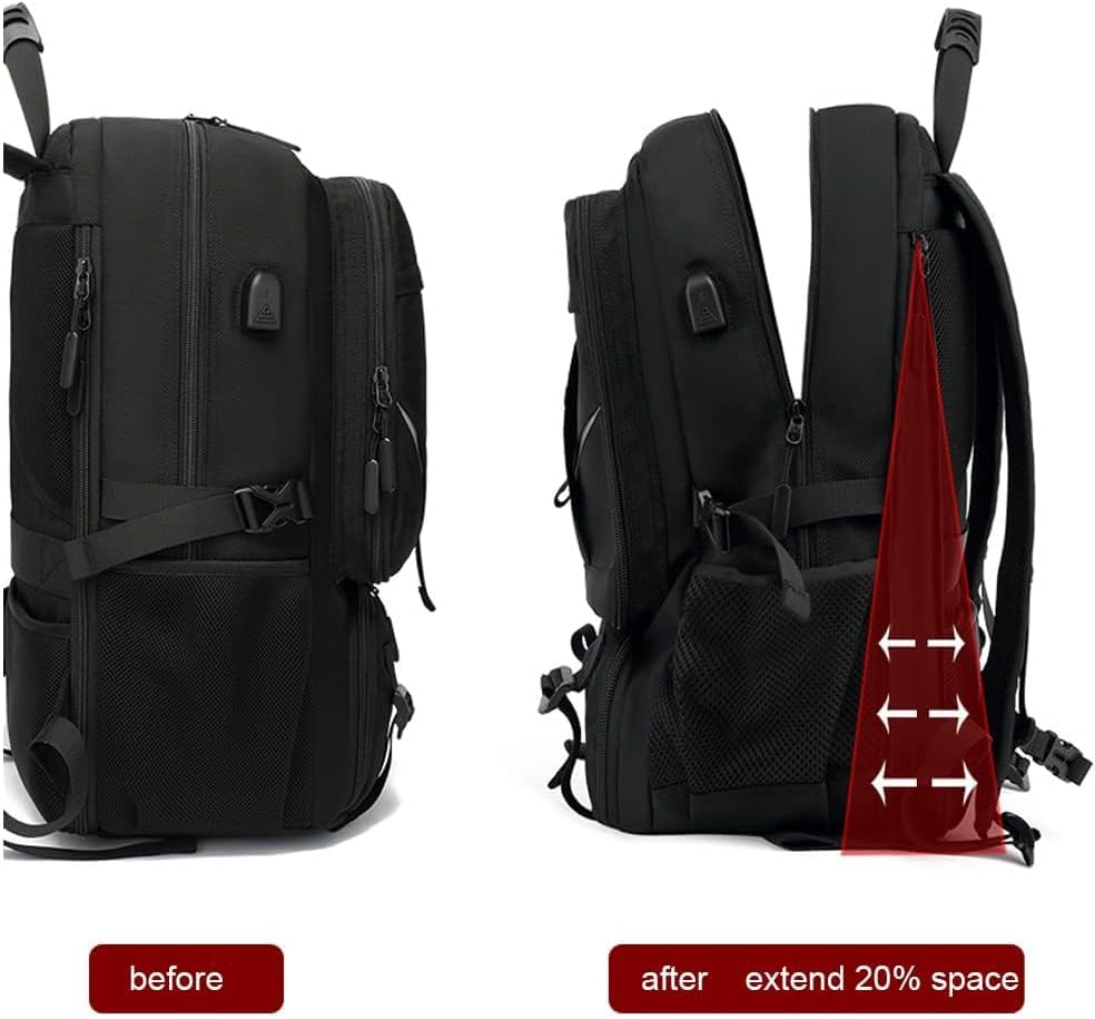 Travel laptop backpack, Extra Large 80L Traveling College Backpack,Large Capacity Backpack for Men Women,Fits 17 Inch Computer, USB Charging Port, Black - color: 80l Black With Shoes Storage Bag