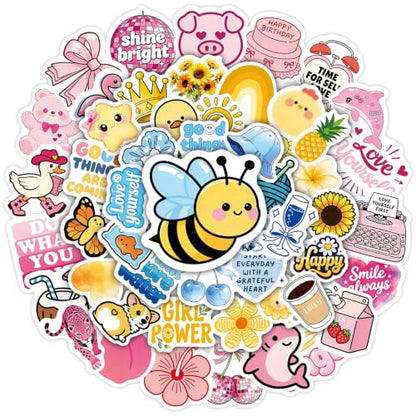 60 Pcs Funny Water Bottle Stickers for Kids | Cute Preppy Aesthetic Waterproof Vinyl Laptop Decals, Luggage Scrapbook Skateboard Phone Case DIY Decoer - color: Non-luminescent-493kscp