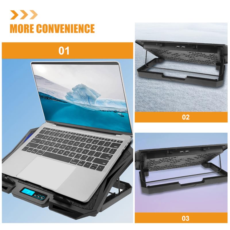 Laptop Cooling Pad with Quiet Fan Adjustable Height Laptop Stand Cooler for 13.97 Inch Portable Cooling Pad for Office and Gaming Use