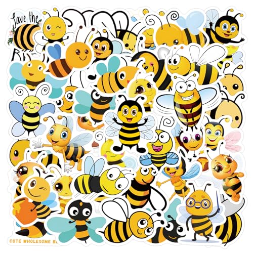 60PCS Cute Bee Stickers, Funny Bees Animal Stickers, Aesthetic Sticker for Water Bottles Laptop for Kids Teens Adults (Little Bee) - color: Little Bee