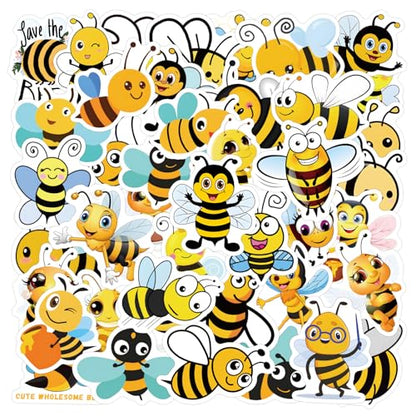 60PCS Cute Bee Stickers, Funny Bees Animal Stickers, Aesthetic Sticker for Water Bottles Laptop for Kids Teens Adults (Little Bee) - color: Little Bee