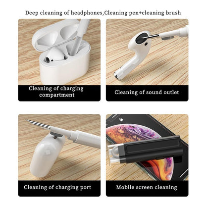 6-in-1 Keyboard Cleaner Kit Laptop Portable Cleaning Pen with Brush, Key Puller Compatible with ipad, iPod, Earbuds, Earphone, Keyboard,Phone, Screen (White) - color: White