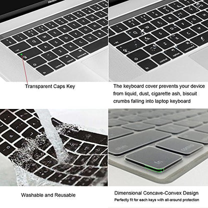 ProElife Premium Ultra Thin Silicone Keyboard Protector Cover Skin for MacBook Pro with Touch Bar 13-inch 15-inch (Model A1706, A1707, A1989, A1990, A2159) (2016 2017 2018 2019 Released) (Black) | Black, Ultra-Thin (0.26 mm), Silicone Protective Skin, Dus