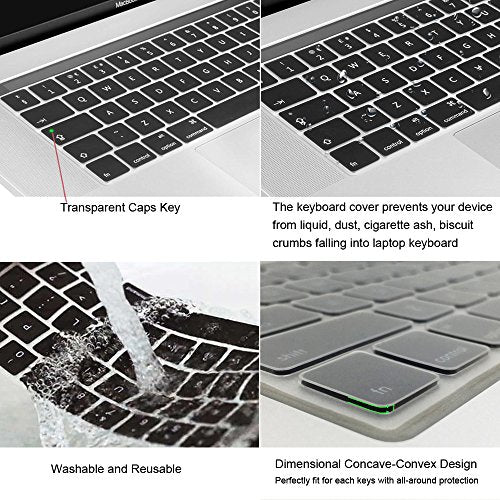 ProElife Grey Gradient Keyboard Cover Ultra Thin Keyboard Protector Skin for MacBook Pro with Touch Bar 13-inch 15-inch (Model A2159, A1989, A1990, A1706, A1707) (2019 2018 2017 2016) (Ombre Grey) | Ombre Grey, Ultra-Thin (0.26 mm), Silicone Protective Sk