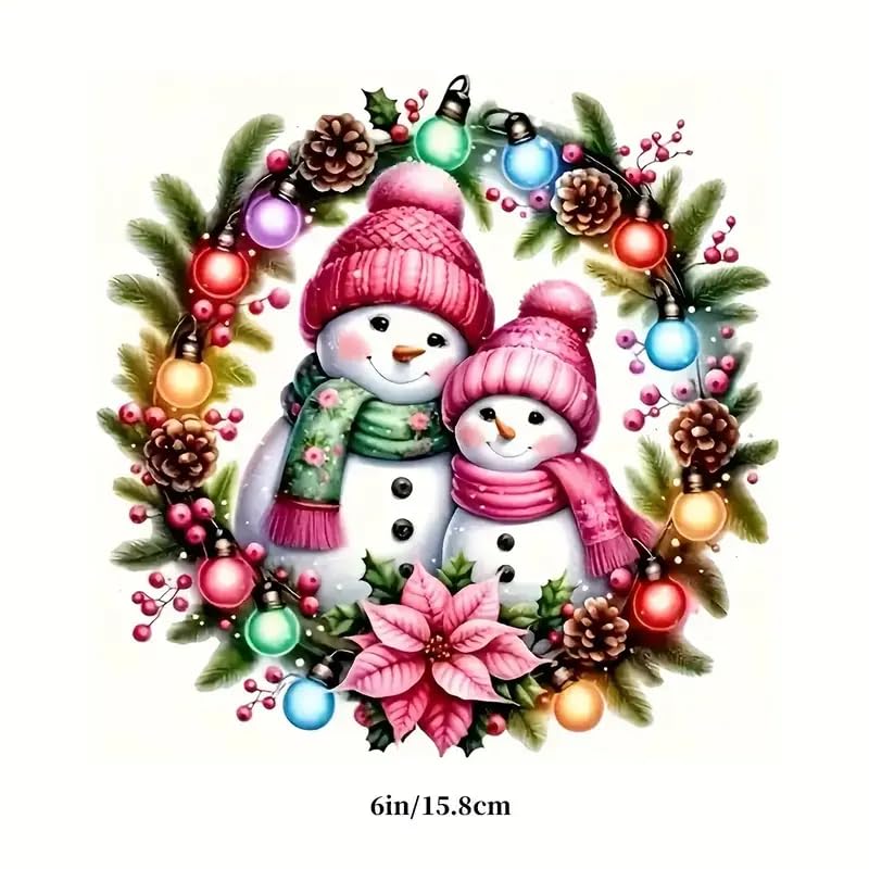 Christmas Snowman Wreath PVC Vinyl Car Decals Stickers Waterproof Self-Adhesive Decals for Cars, Laptops, Trucks, Motorcycles Wall Window Luggage Scratch Cover Door Decor Sticker