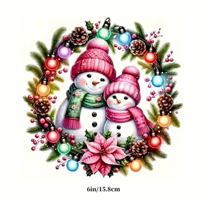 Christmas Snowman Wreath PVC Vinyl Car Decals Stickers Waterproof Self-Adhesive Decals for Cars, Laptops, Trucks, Motorcycles Wall Window Luggage Scratch Cover Door Decor Sticker